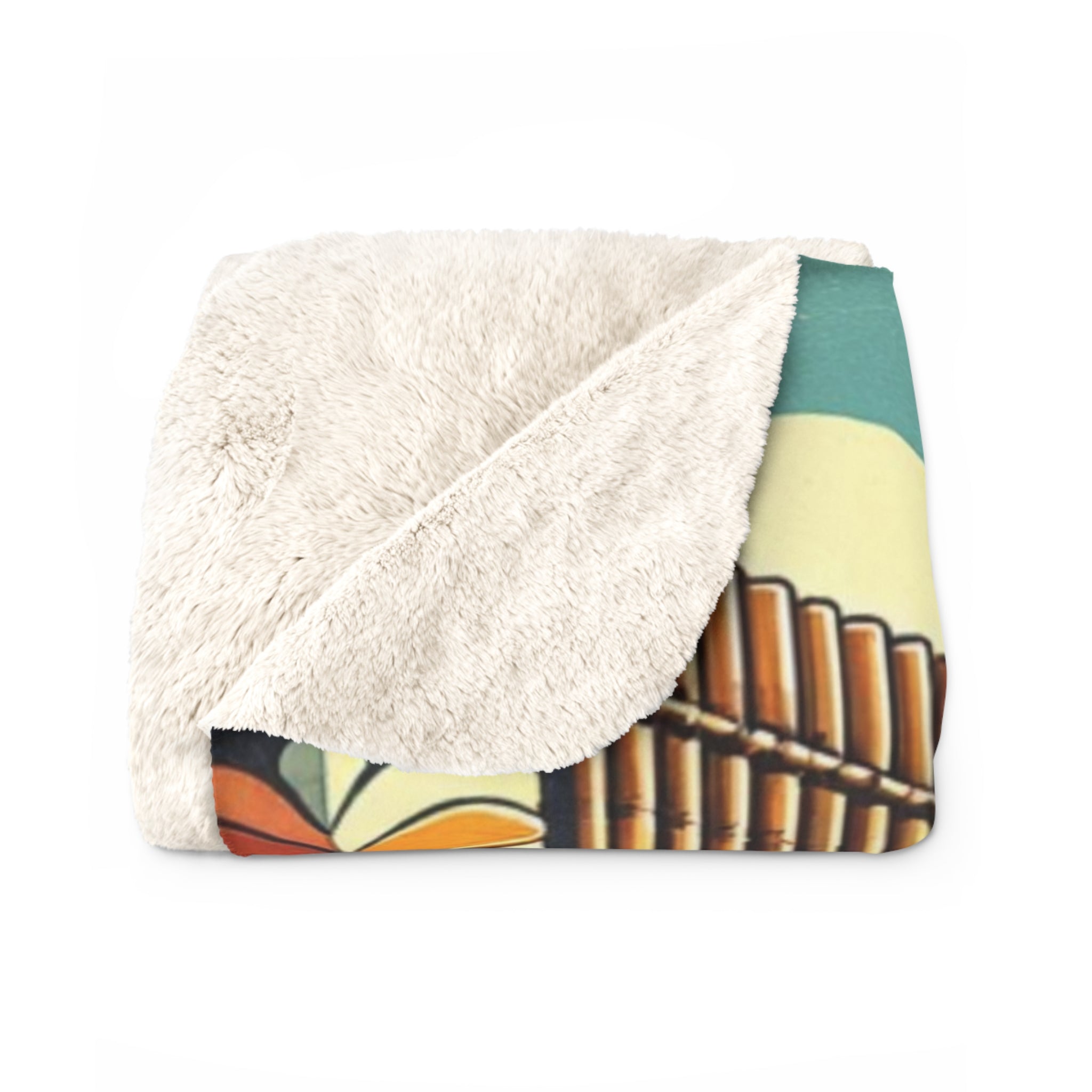 Mid Century Modern Retro Tiki Idol, Tiki Bar, Sunset Beach, MCM Sherpa Fleece Blanket - Mid Century Modern Gal