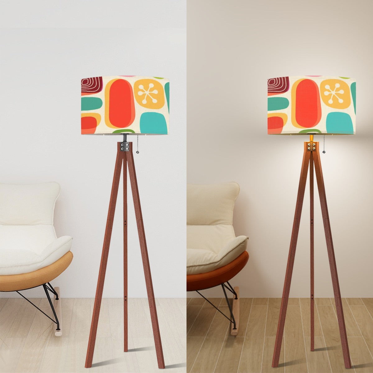 Mid Century Modern Amoeba Designed Geometric Mod Tripod Floor Lamp - Mid Century Modern Gal