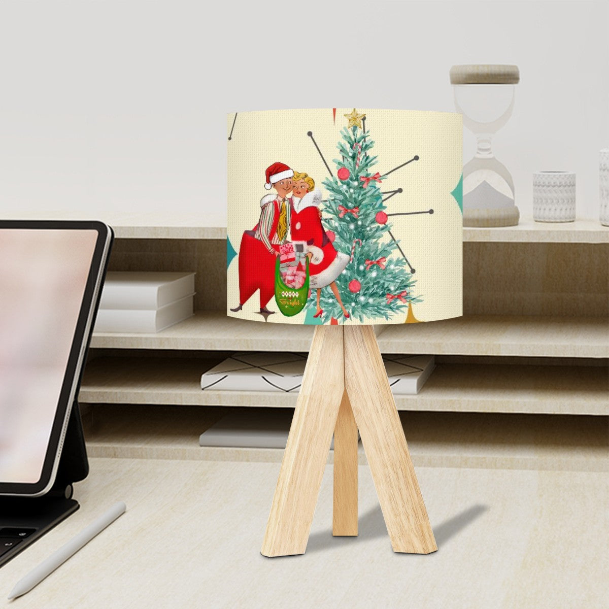 Mid Century Modern Holiday Kitschy 50s Christmas Tripod Table Lamp - Mid Century Modern Gal