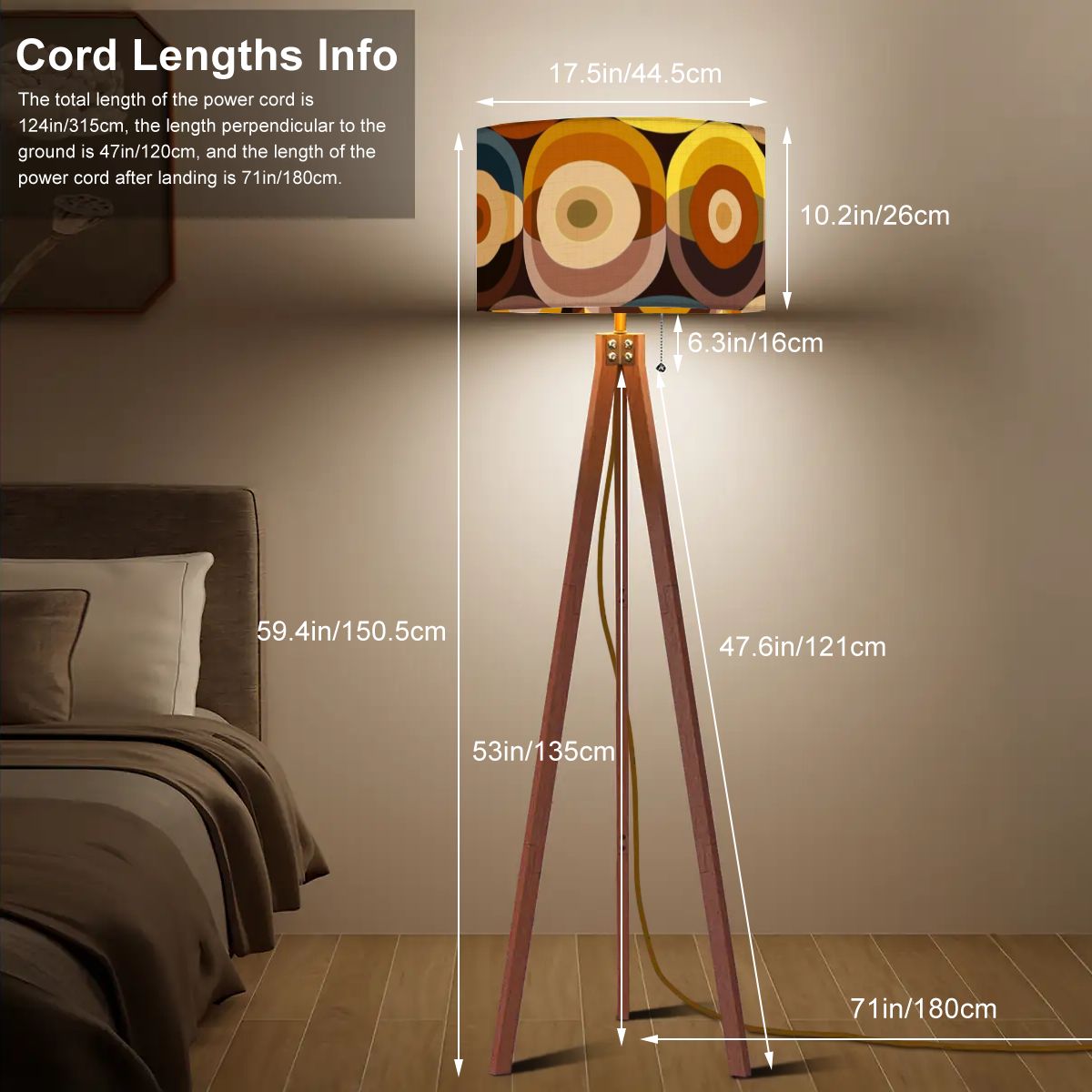 Mid Century Modern Groovy 70s Orbs, Earthy Tones MCM Tripod Floor Lamp - Mid Century Modern Gal