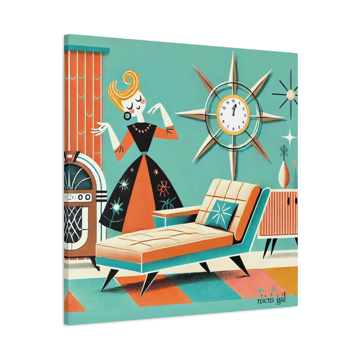 Mid Century Modern Wall Art, Quirky Mod Gal Retro Mid-Century Wall Art - Mid Century Modern Gal