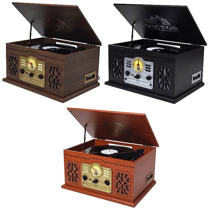 Wholesale Victor State 7-in-1 Wood Music Center with 3-Speed Turntable