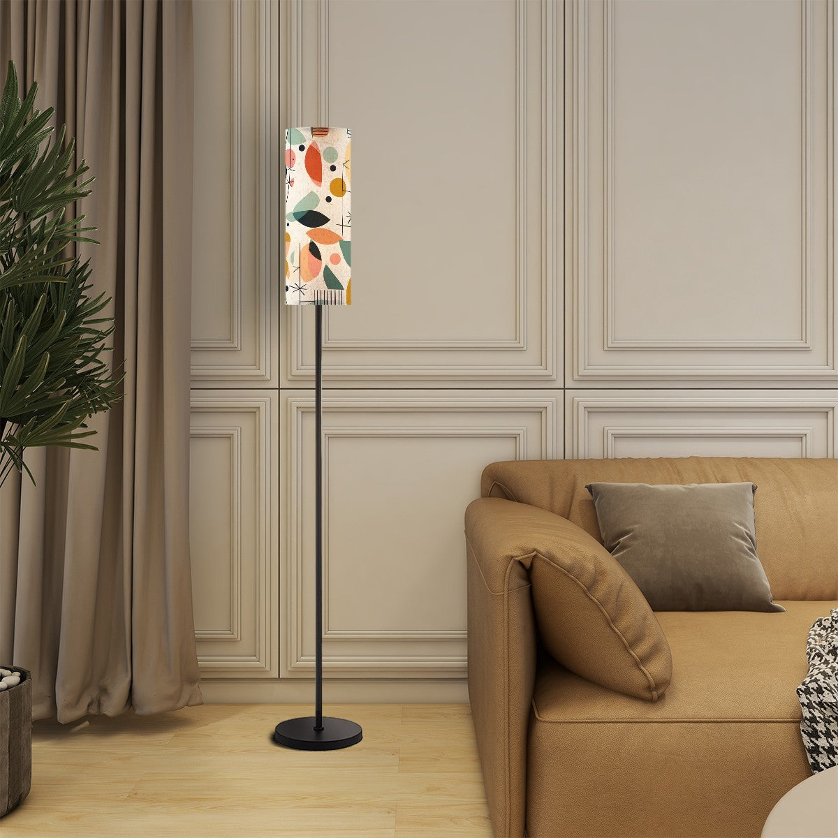 Mid Century Modern Slim Floor Lamp With Modern Abstract Geometric Fun Design - Mid Century Modern Gal