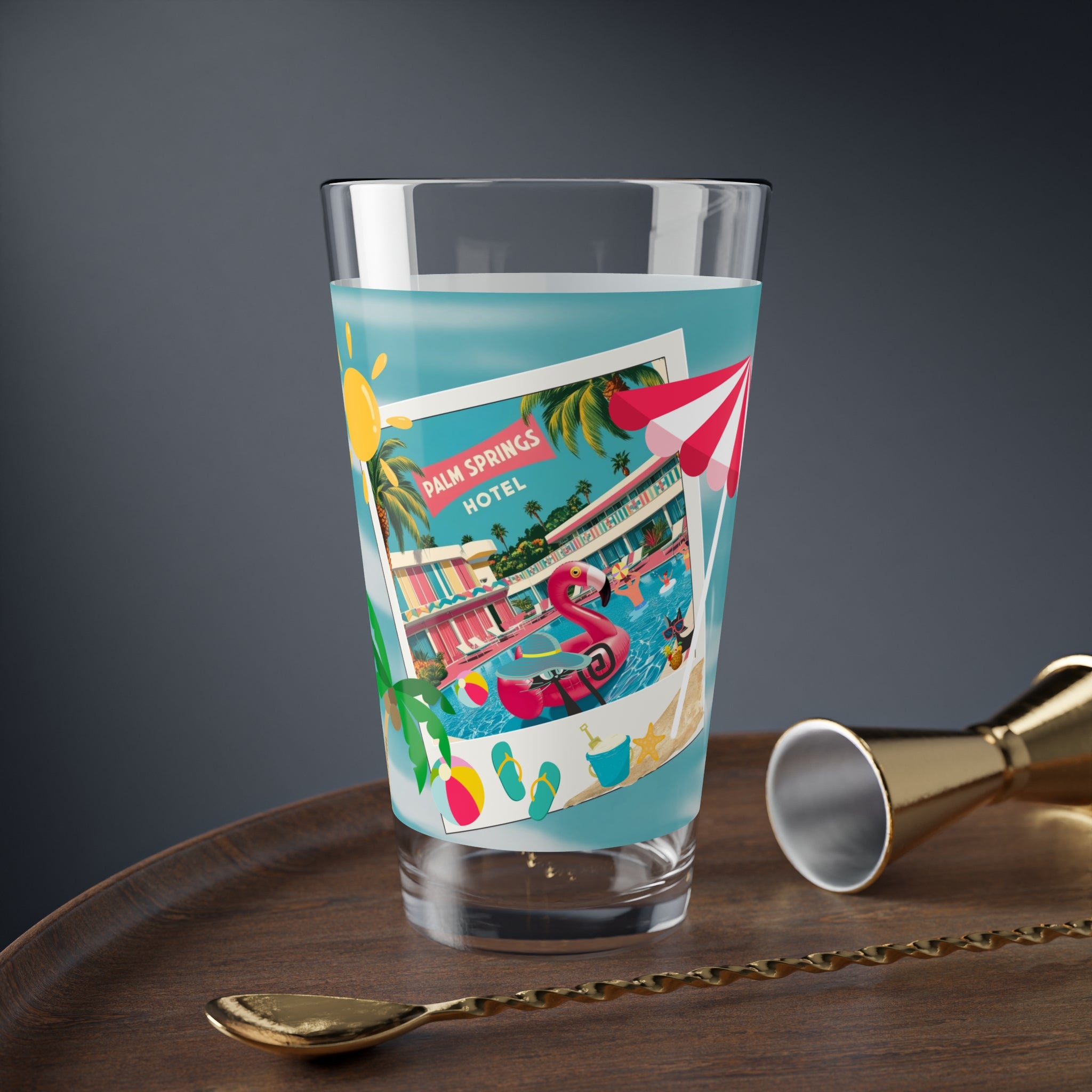Old Palm Springs California Kitschy Mod Flamingos, Atomic Cats, Retro Palm Springs Mid Century Modern Barware - Mid Century Modern Gal