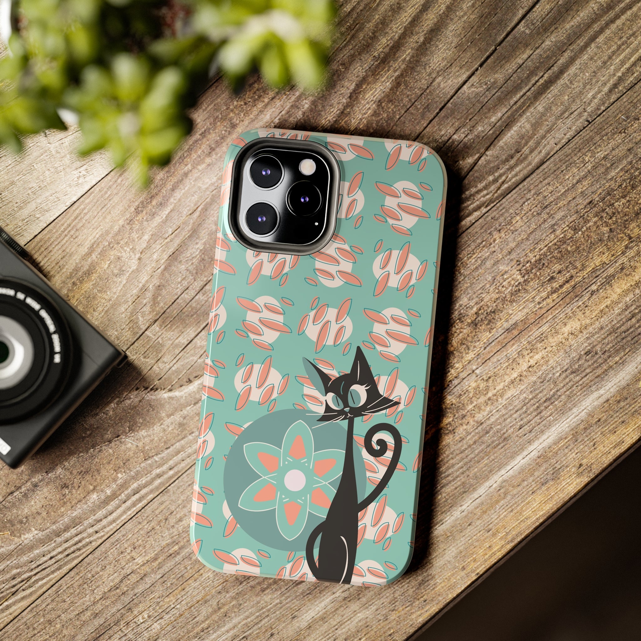 Atomic Cat, Mid Century Modern Funky Fun Smart Phone Tough Phone Cases - Mid Century Modern Gal