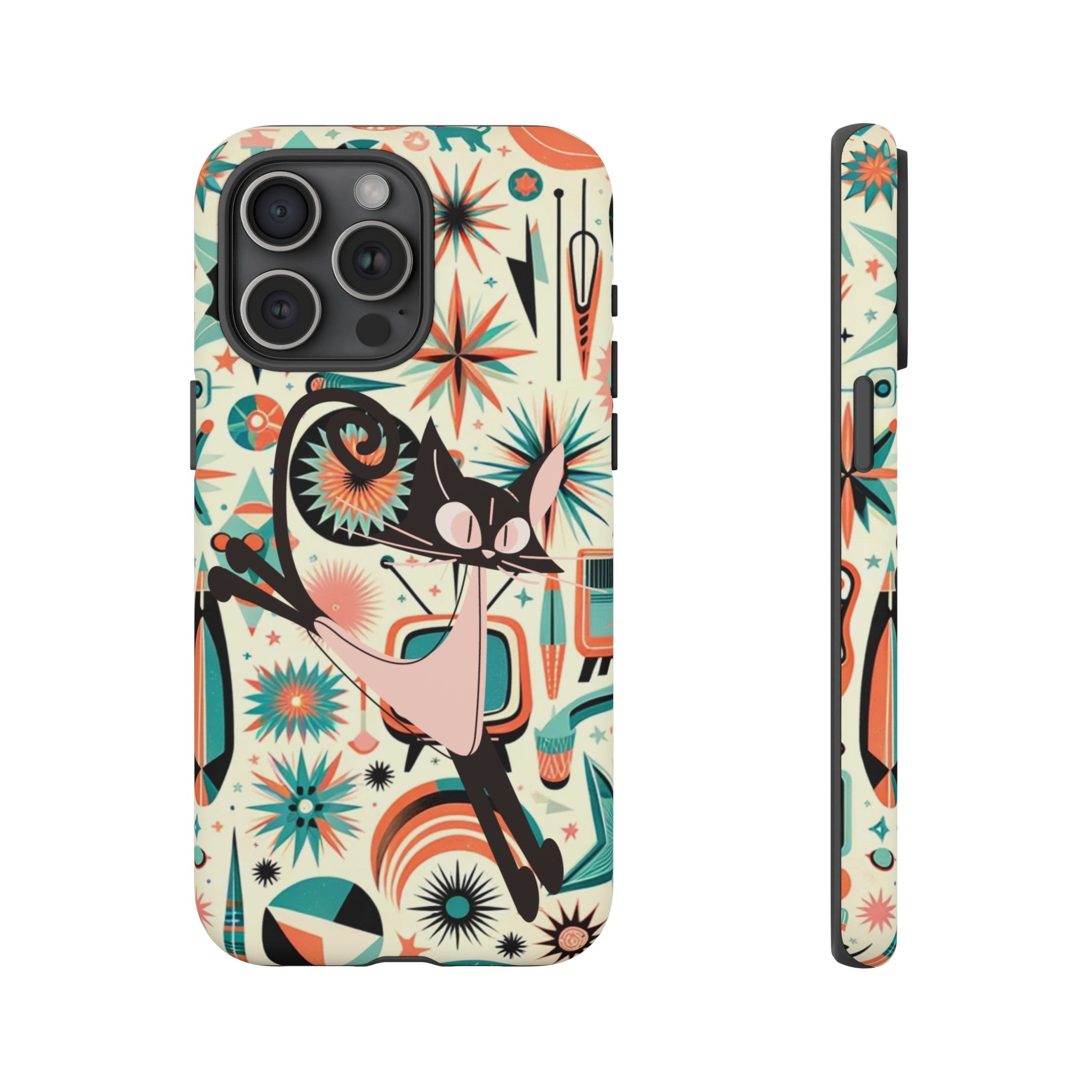 Atomic Kitty Boomerang Space Kitty Mid Century Modern Samsung, Smart Phone, Tough Cases
