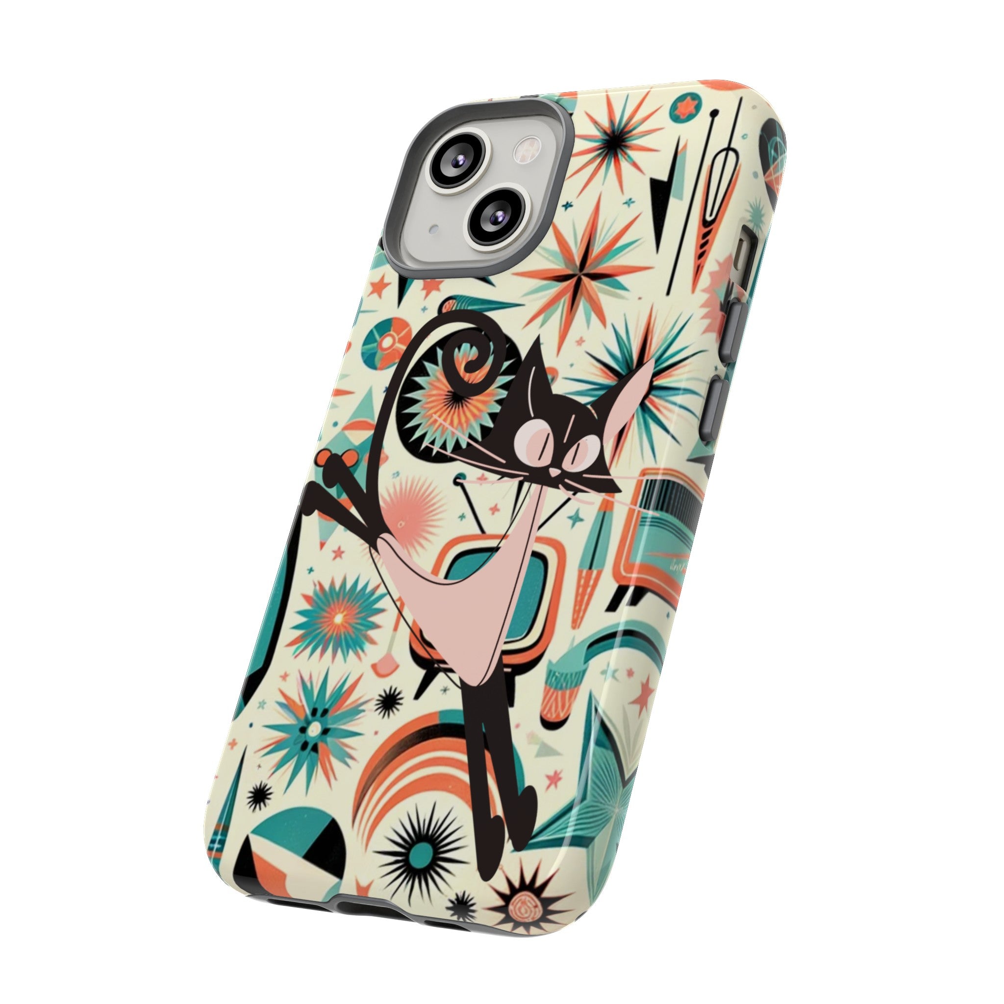 Atomic Kitty Boomerang Space Kitty Mid Century Modern Samsung, Smart Phone, Tough Cases - Mid Century Modern Gal