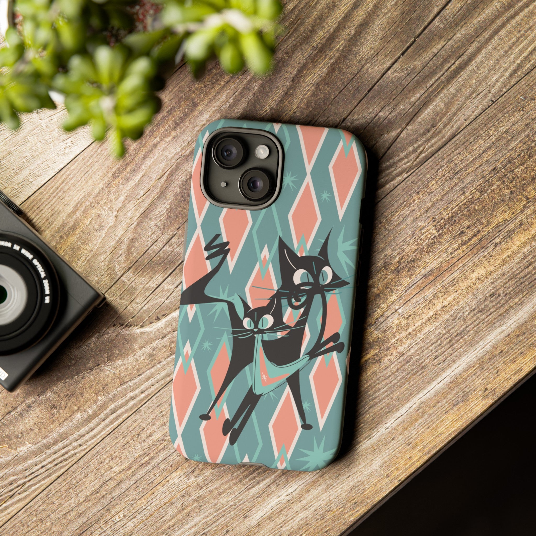 Mid Mod Atomic Cat Kitschy Retro Chic Samsung, Smart Phone Tough Cases - Mid Century Modern Gal