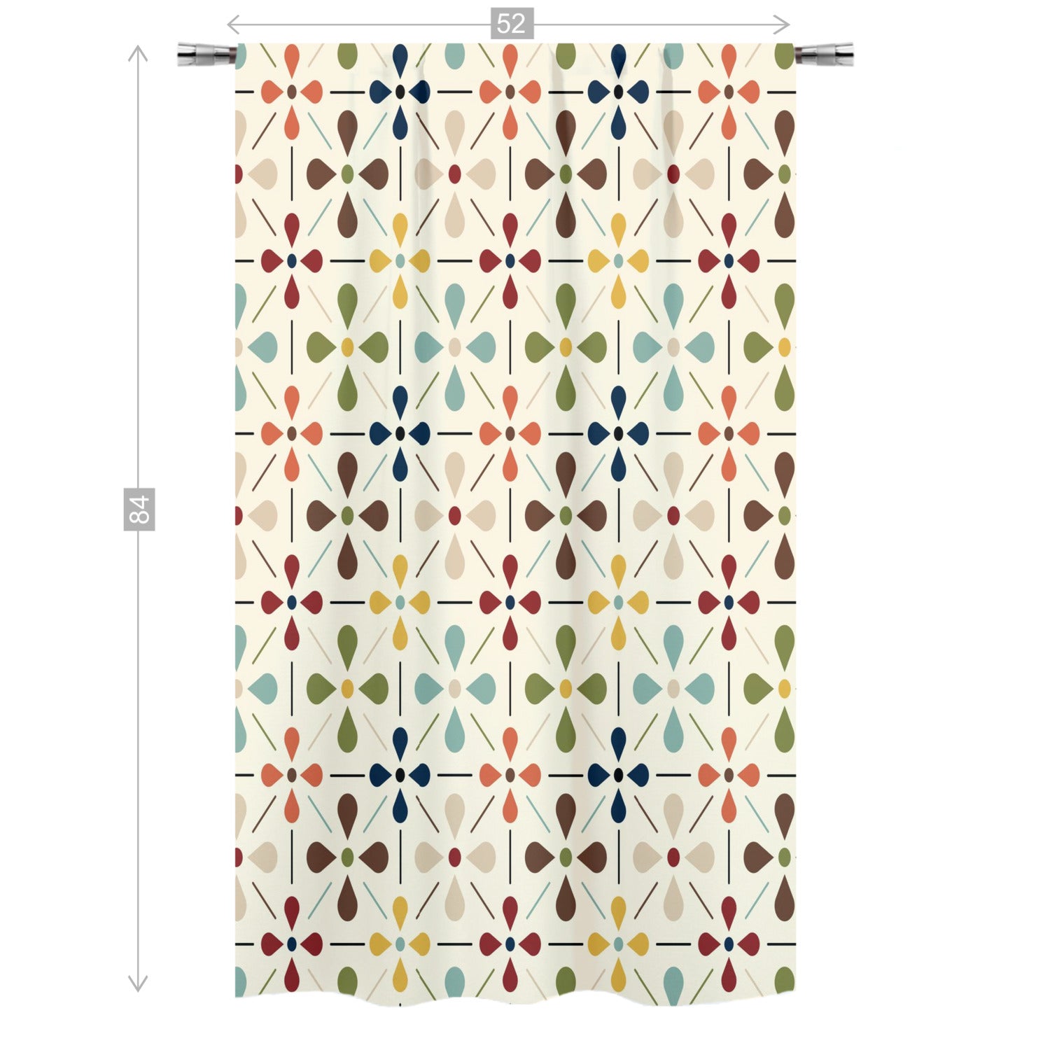 Mid Mod Scandinavian Flower Retro Curtain, Single Panel - Mid Century Modern Gal