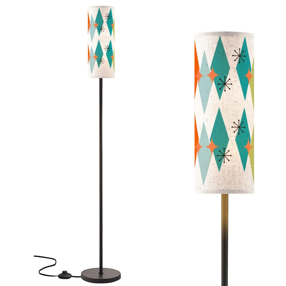 Mid Century Modern Atomic Starburst Diamonds, Mod Slim Floor Lamp - Mid Century Modern Gal