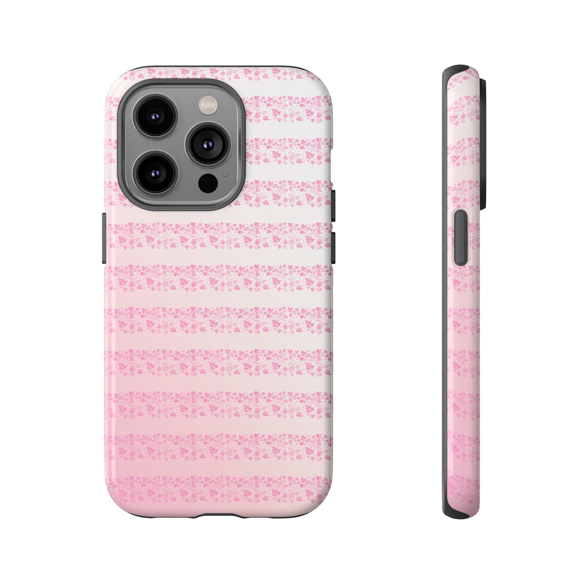 Pink Pyrex Gooseberry Striped Phone Case, Stylish Phone Cover, Tough Protective Case, Cute Cell Phone Case, Trending Gift for Her - Mid Century Modern Gal