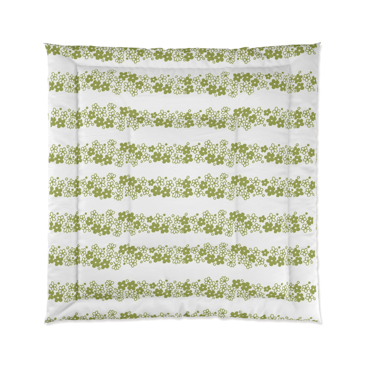 Pyrex Crazy Daisy Spring Blossom Retro Botanical Green Floral Comforter - Mid Century Modern Gal