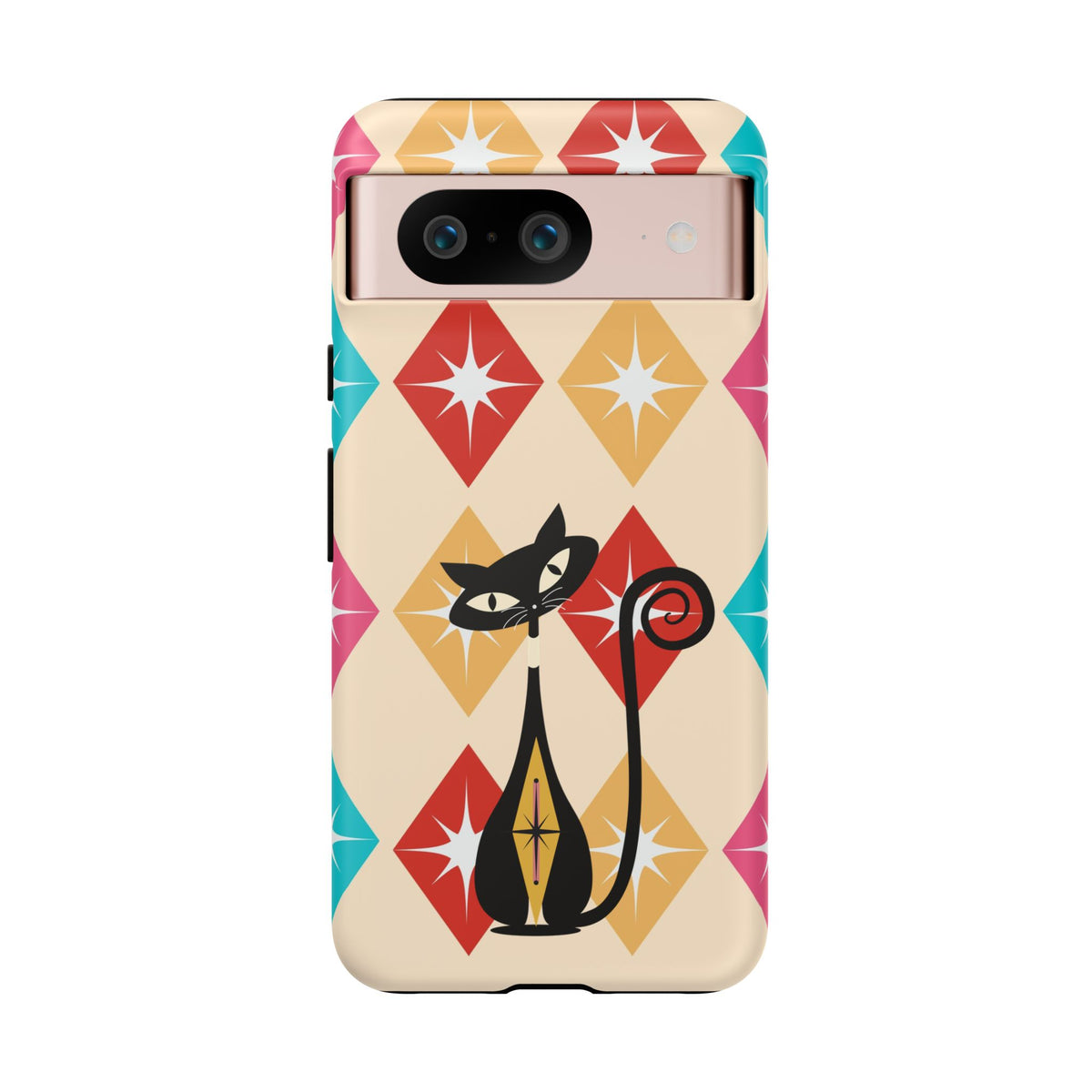 Mid Century Modern Atomic Cat, Atomic 50s Diamonds Retro Phone Tough Cases