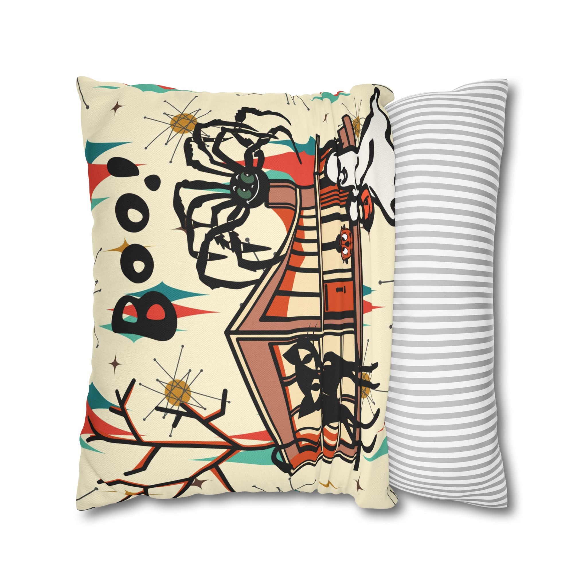 Retro Halloween, Atomic Cat Franciscan Pattern, Kitschy Boo Pillow Cover Only - Mid Century Modern Gal