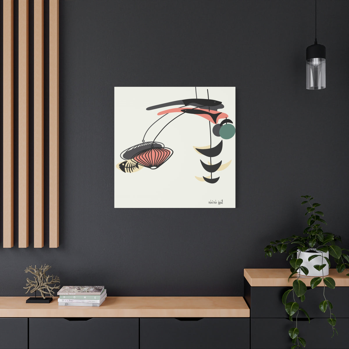 Mid Century Modern Fish Art, Modern Abstract Wall Art Canvas - Mid Century Modern Gal