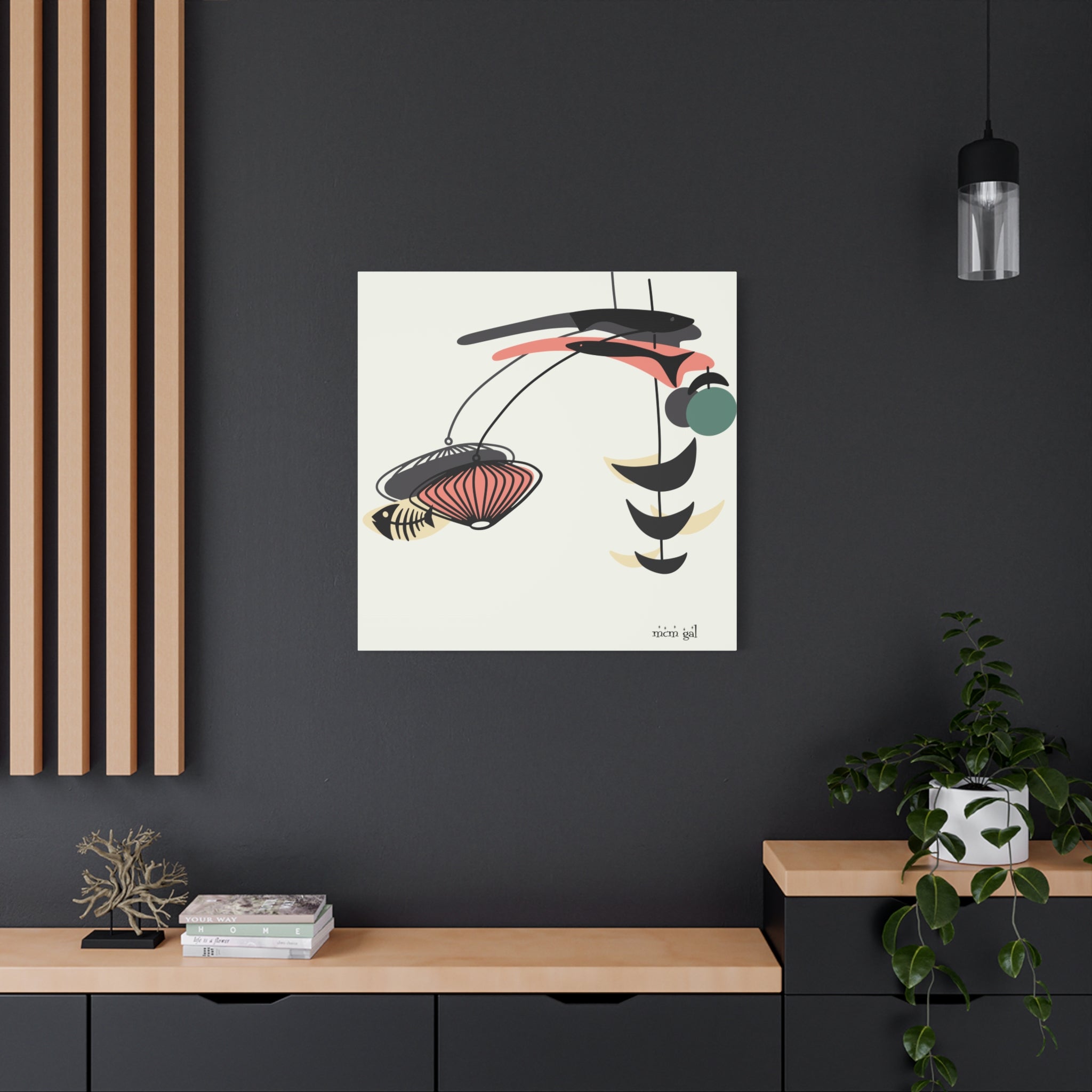 Mid Century Modern Fish Art, Modern Abstract Wall Art Canvas - Mid Century Modern Gal