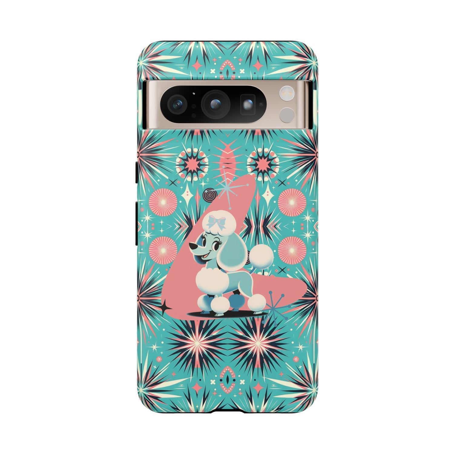 1950s Mid Century Modern Atomic Pink, Poodle Retro Smart Phone Tough Cases