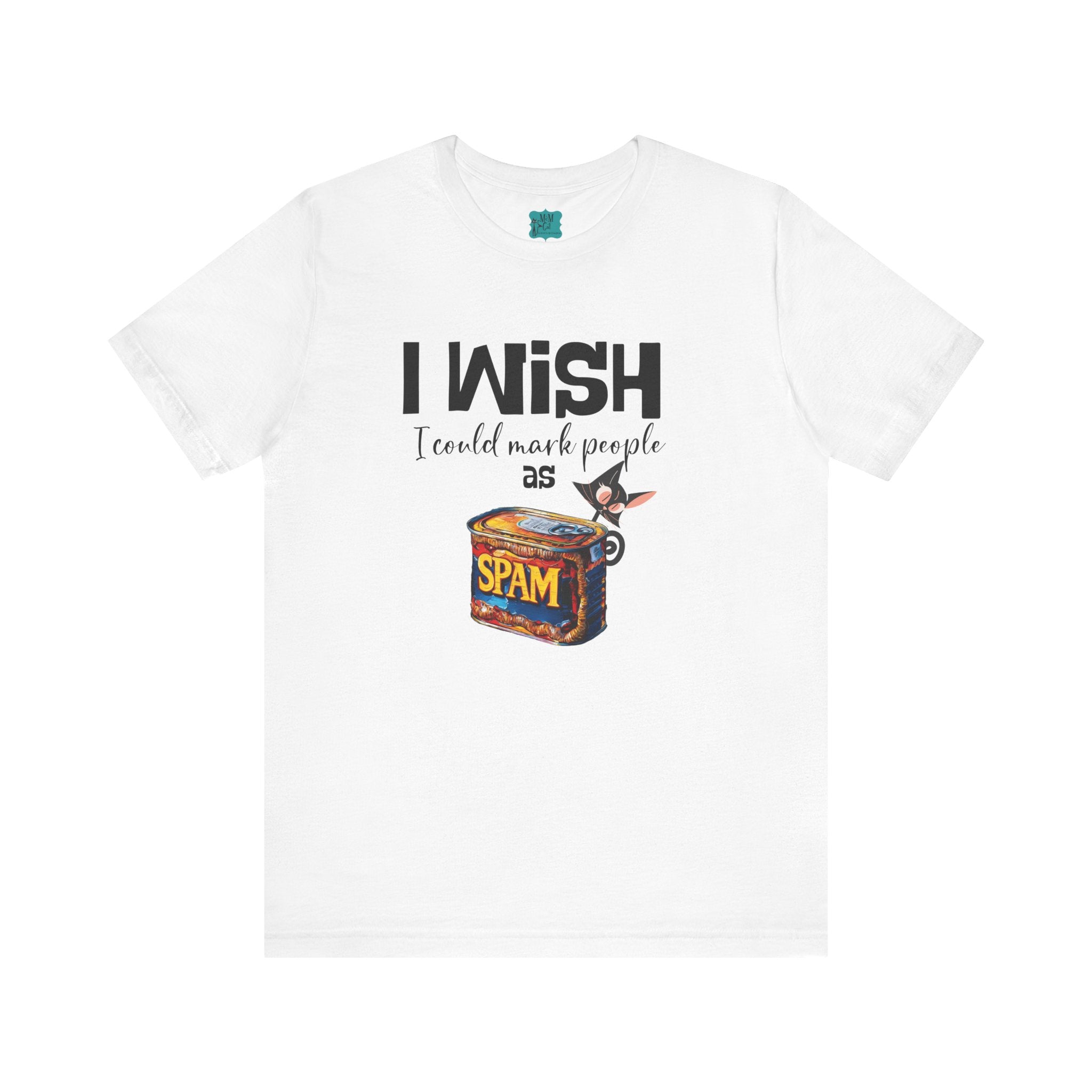 Funny Atomic Cat Mid Mod Retro Tee, I wish I could Mark People As Spam Unisex Jersey Short Sleeve Tee - Mid Century Modern Gal