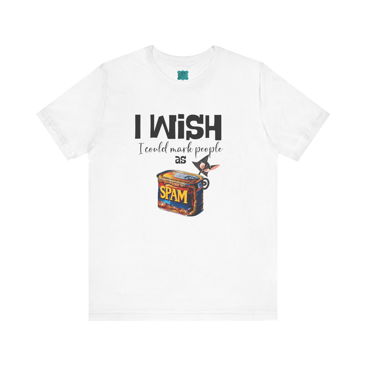 Funny Atomic Cat Mid Mod Retro Tee, I wish I could Mark People As Spam Unisex Jersey Short Sleeve Tee - Mid Century Modern Gal