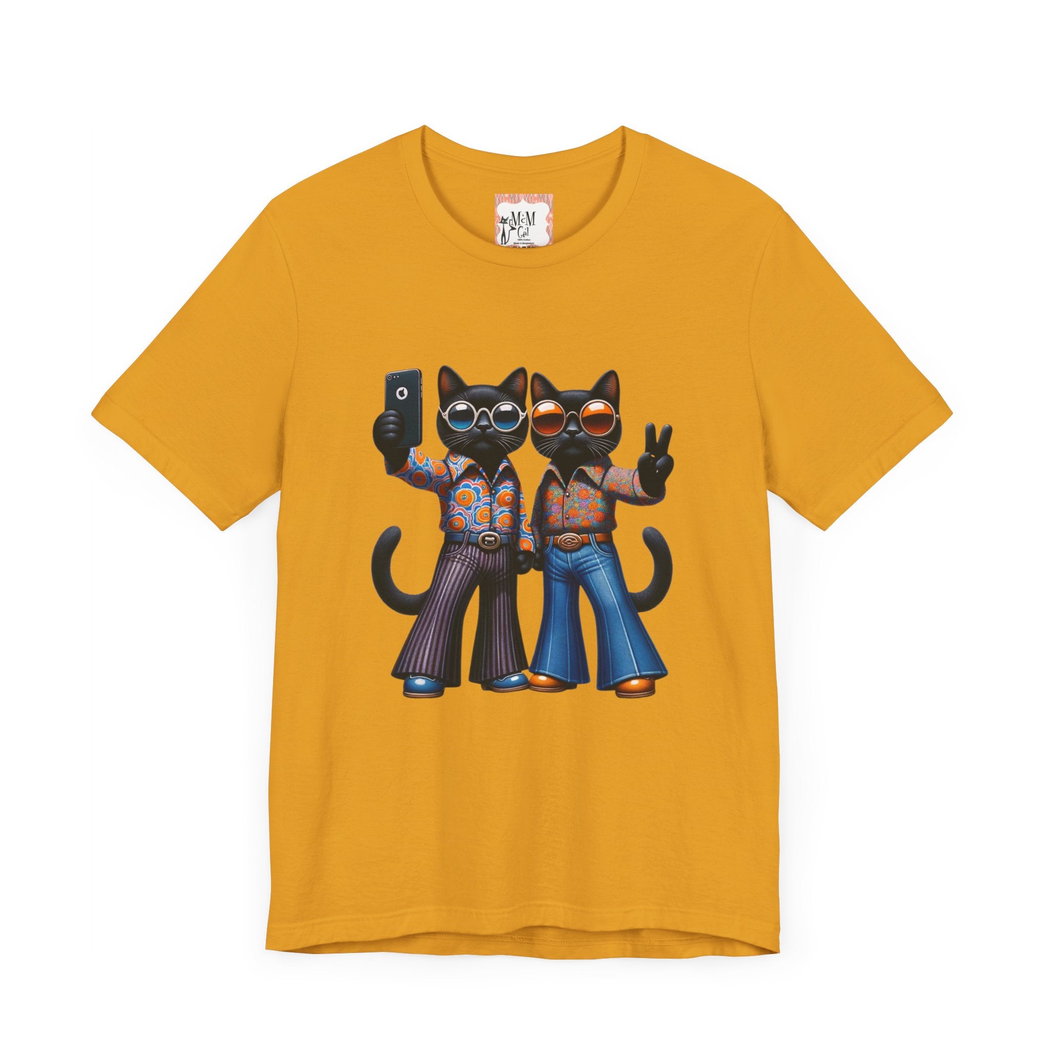 Two Cool Cats, Male Couple, Kitschy Fun Selfie Cats Retro Tee - Mid Century Modern Gal