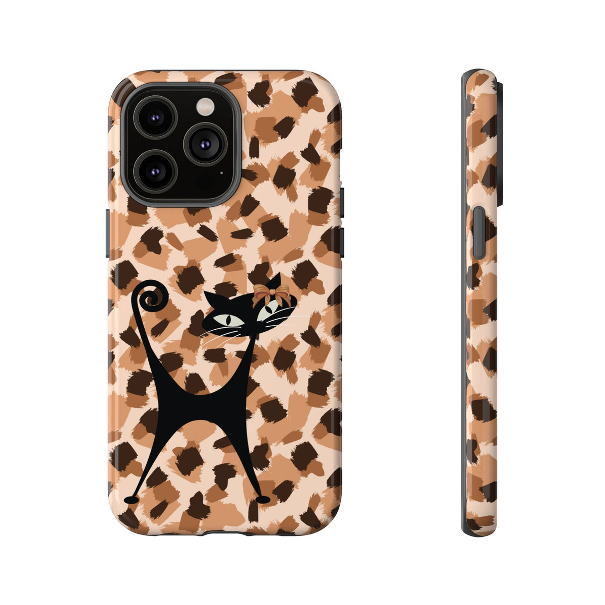 Mid Century Modern Atomic Cat, Animal Print Kitschy Trendy Smart Phone Tough Cases - Mid Century Modern Gal