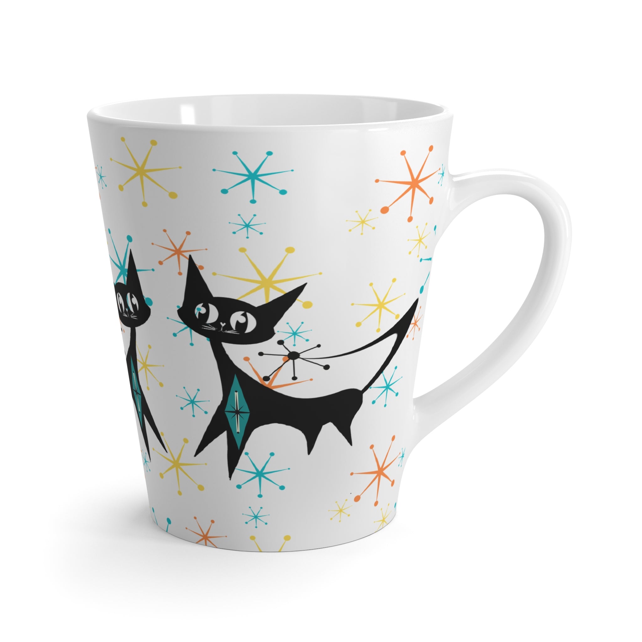 Atomic Cat Starburst Retro Coffee Latte Mug - Mid Century Modern Gal