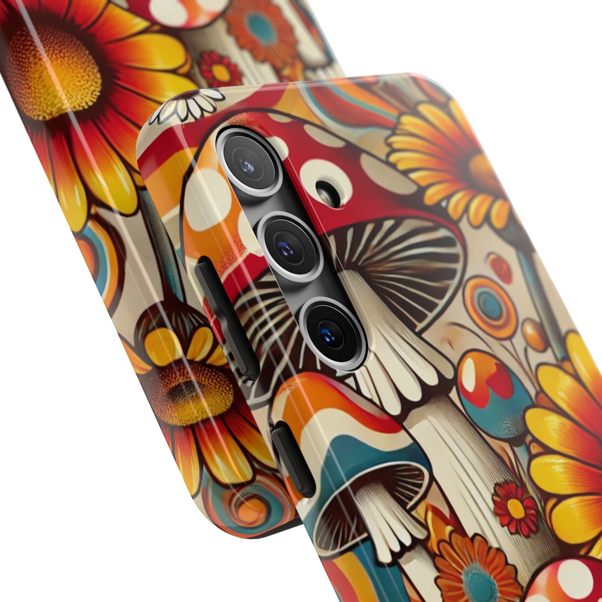 Bohemian Floral Mushroom Tough Phone Case - Trendy Protection for Nature Lovers