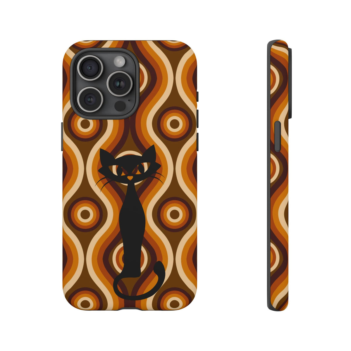 Retro Phone Case, Groovy Brown, Atomic Kitsch Cat Tough Smart Phone Cases