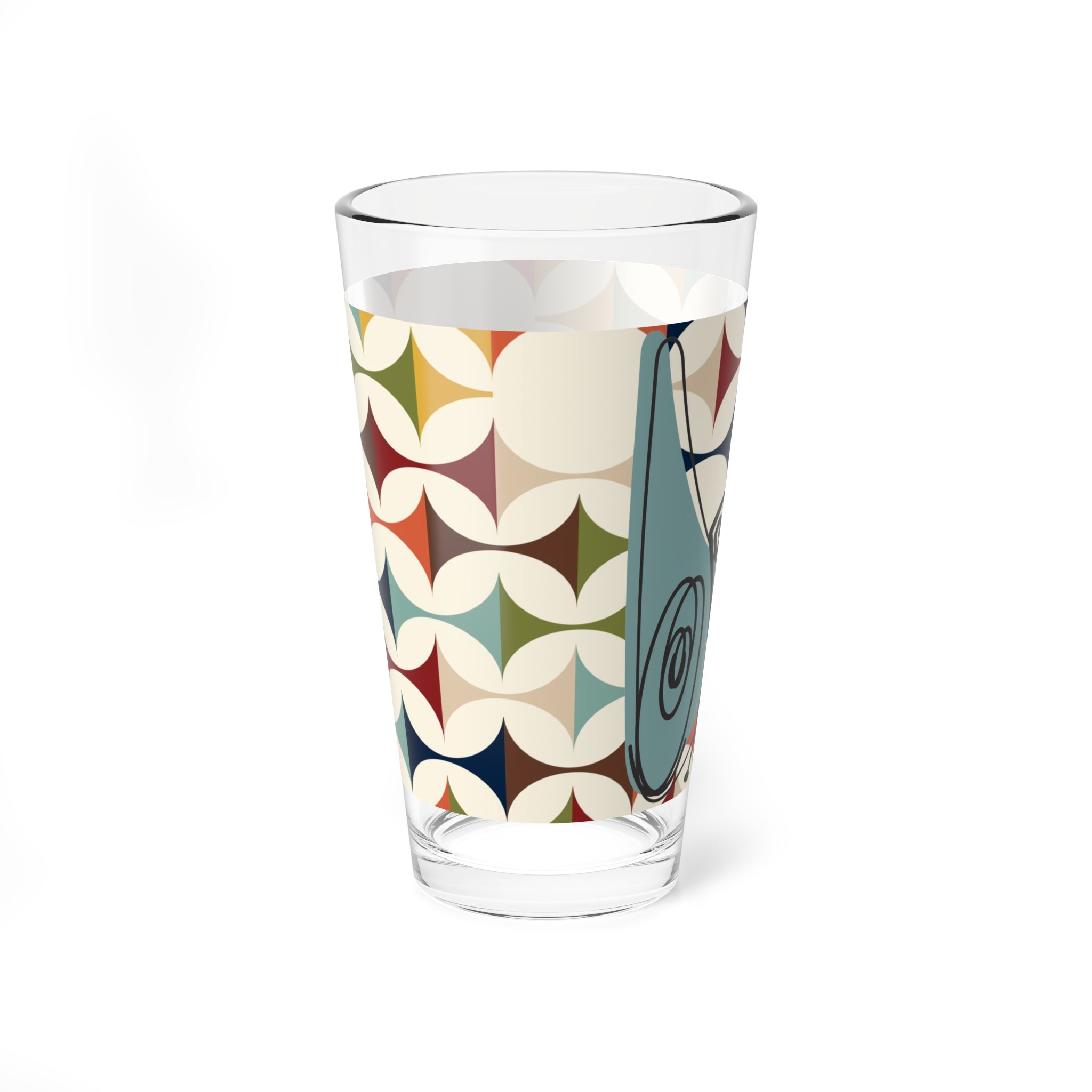 Atomic Cat Drinkware, Mid Century Modern Barware, Scandinavian Designed Geometric Drinking, Mixing Glass, 16oz - Mid Century Modern Gal