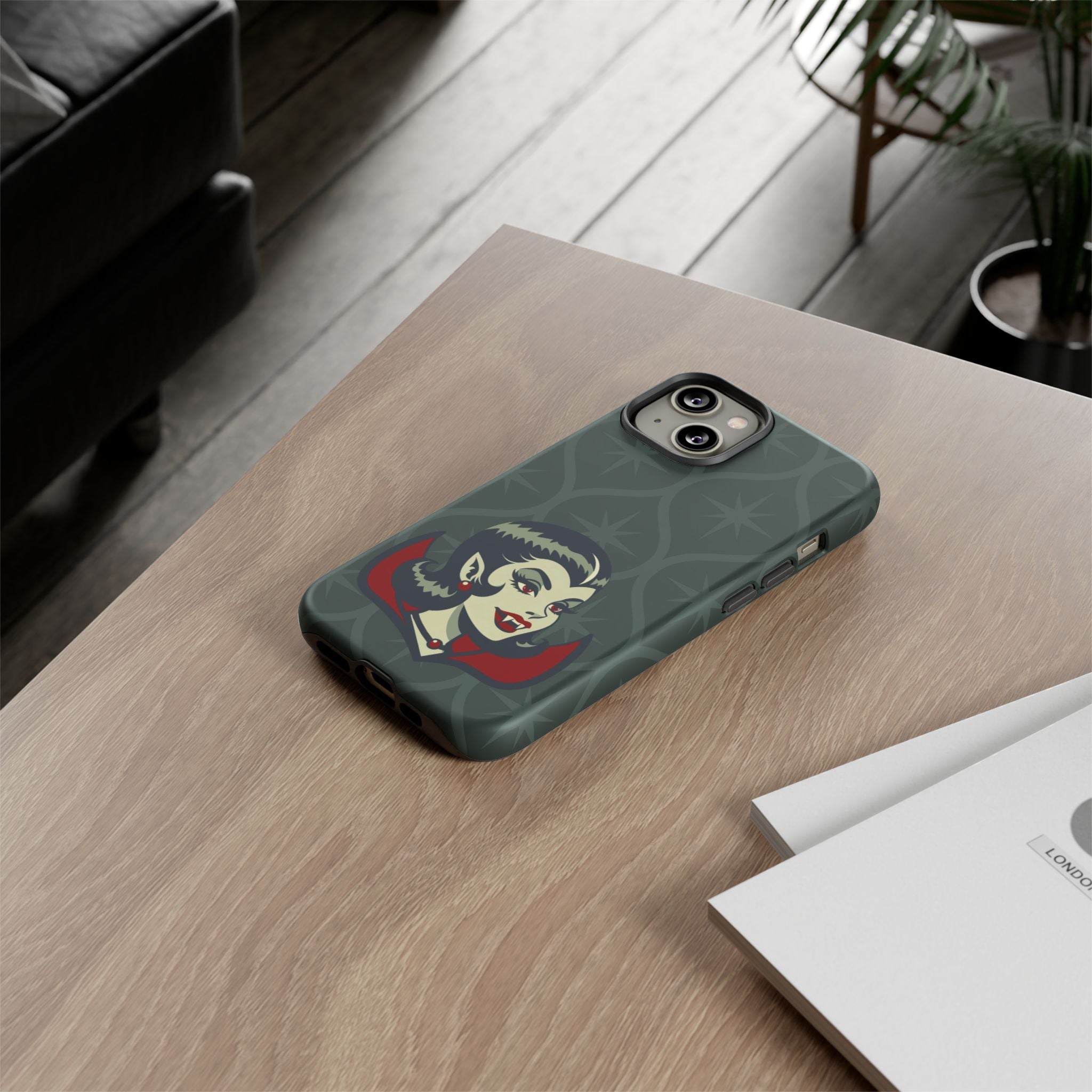 Vampire Dracula Girl Halloween Goth Horror Buff MCM Green Tough Phone Case