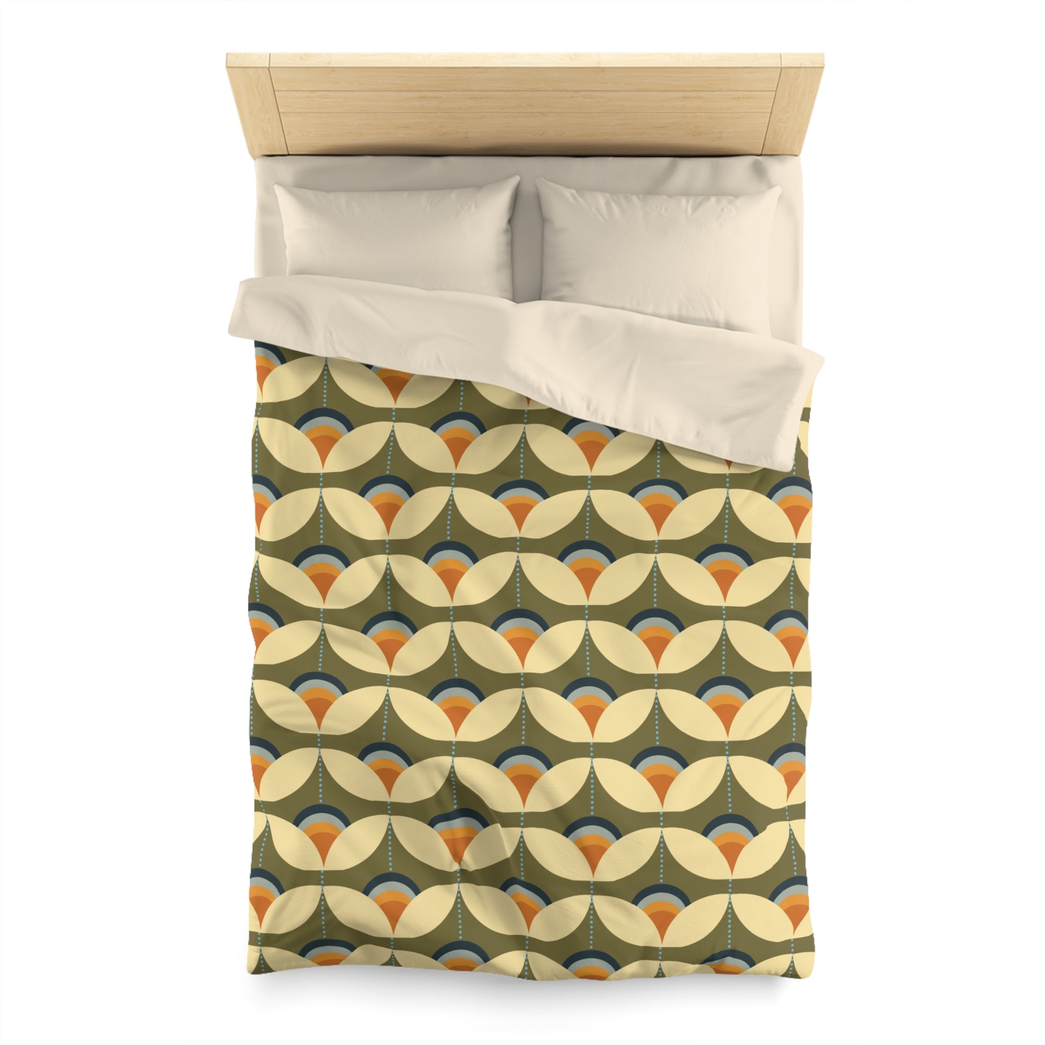 Scandinavian Modern Danish, Green, Beige Orange, Blue, Mid Century Modern Designed Duvet Cover - Mid Century Modern Gal
