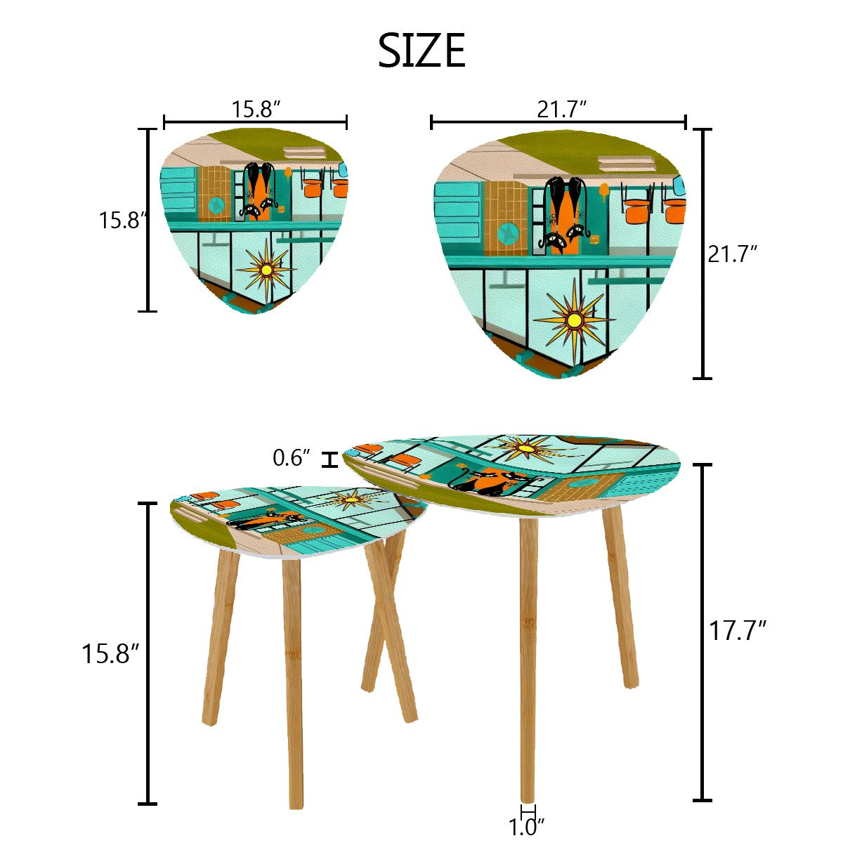 Mid Century Modern Home, Atomic Cat Designed, Retro Mod Nesting Tables - Mid Century Modern Gal