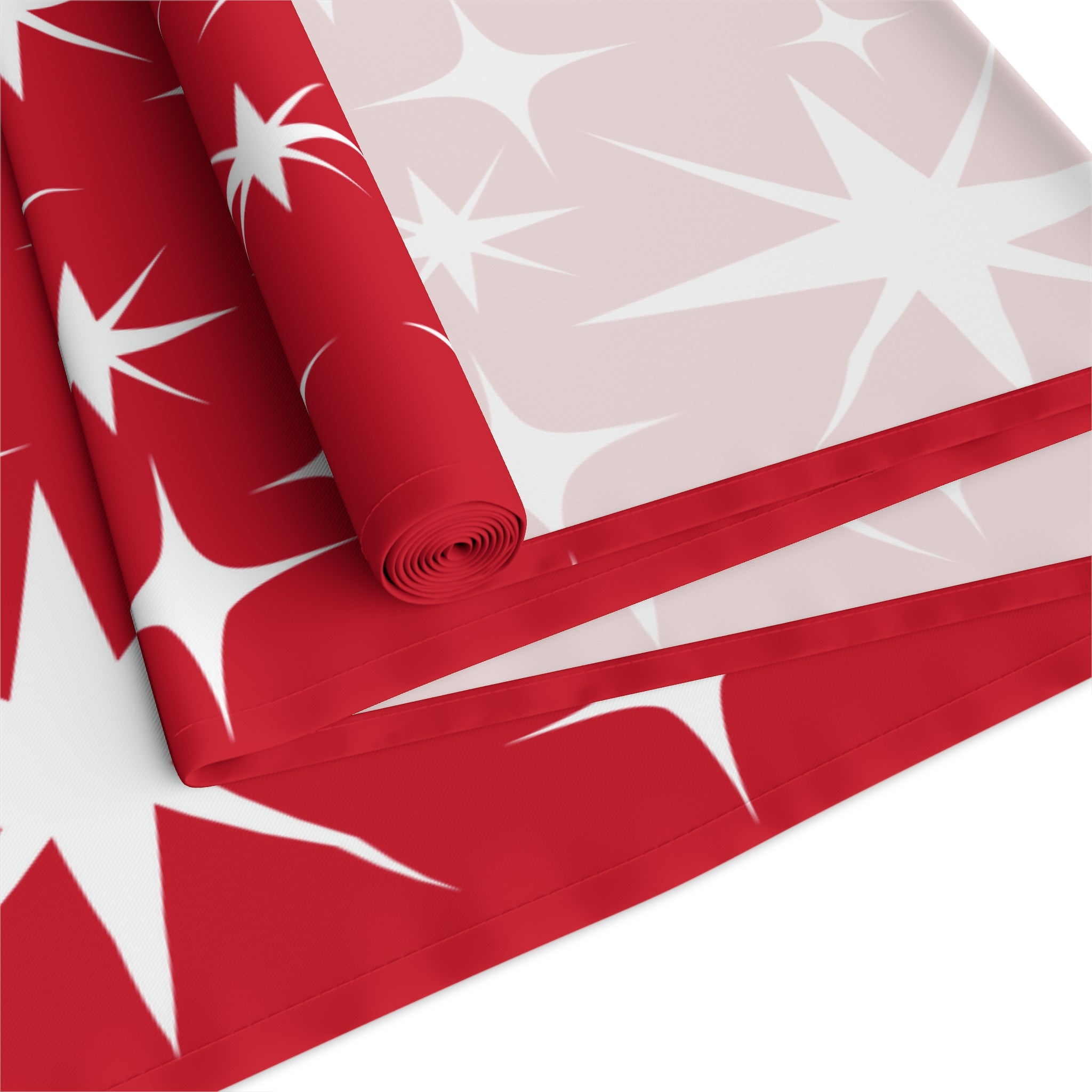 50s Atomic Starburst, Red Holiday Kitsch, Mid Century Modern Designed Table Runner - Mid Century Modern Gal