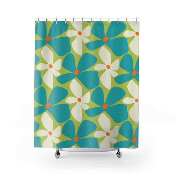 Retro Floral Vibrant Floral Shower Curtain - Brighten Your Bathroom Decor