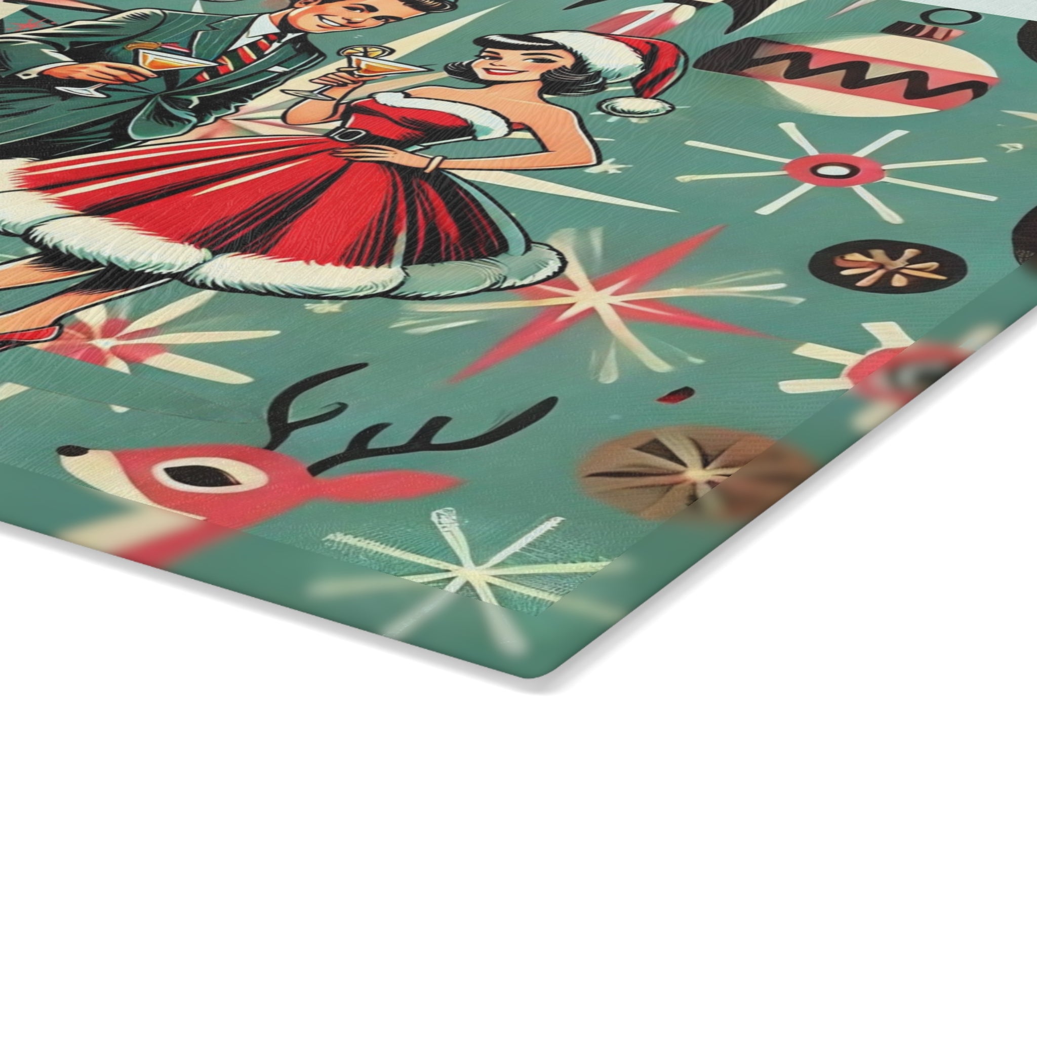 Mid Century Modern Kitschy 50s Holiday Cheese Board, Glass Cutting Board - Mid Century Modern Gal