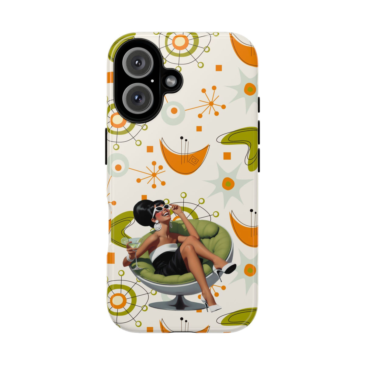 Mid Century Modern Atomic Starburst Mid Mod 60s Gal Retro Chic Tough Phone Case with Vintage Glamour Design - Mid Century Modern Gal