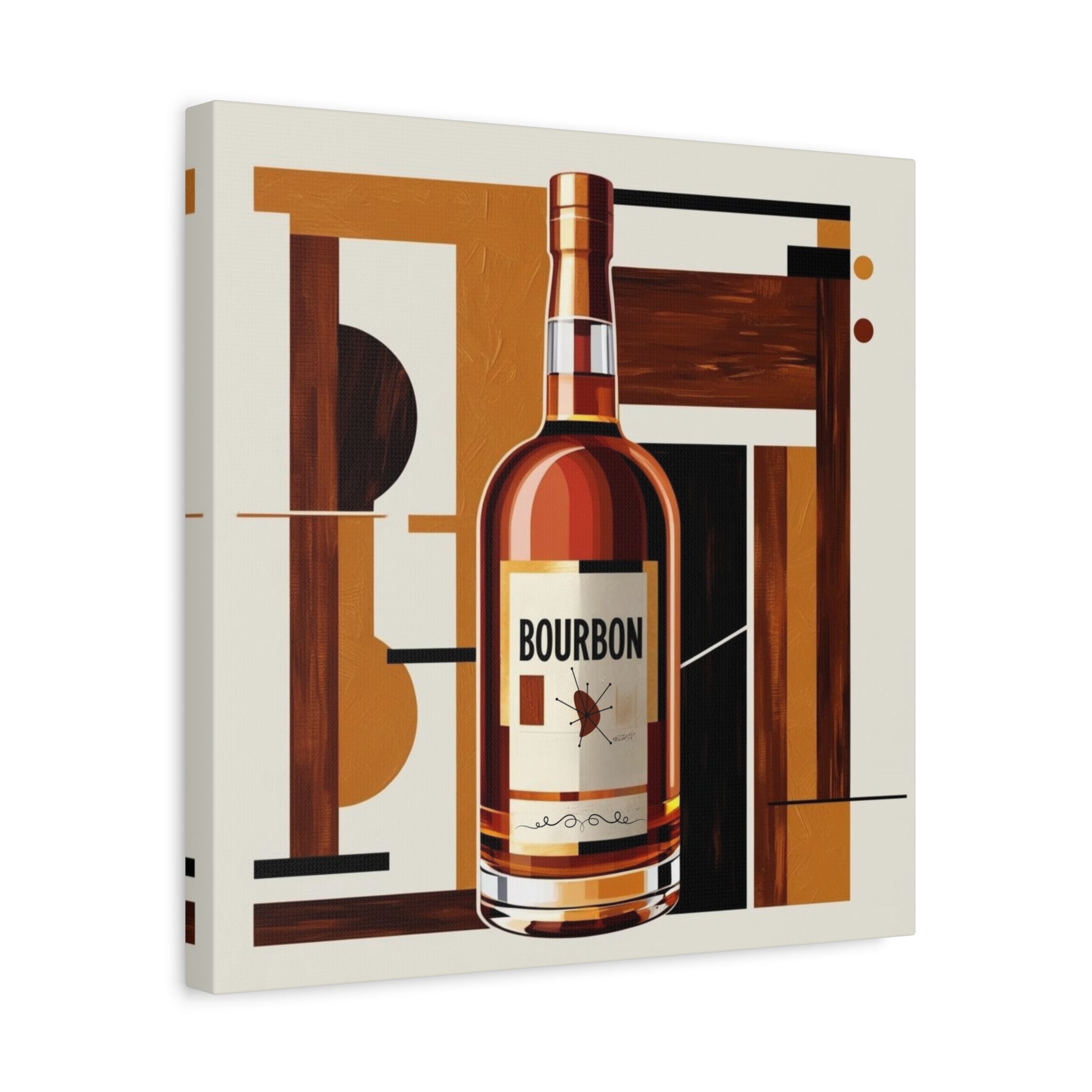 Abstract Bourbon Mid Mod Bauhaus Bourbon Lover Wall Art Canvas - Mid Century Modern Gal