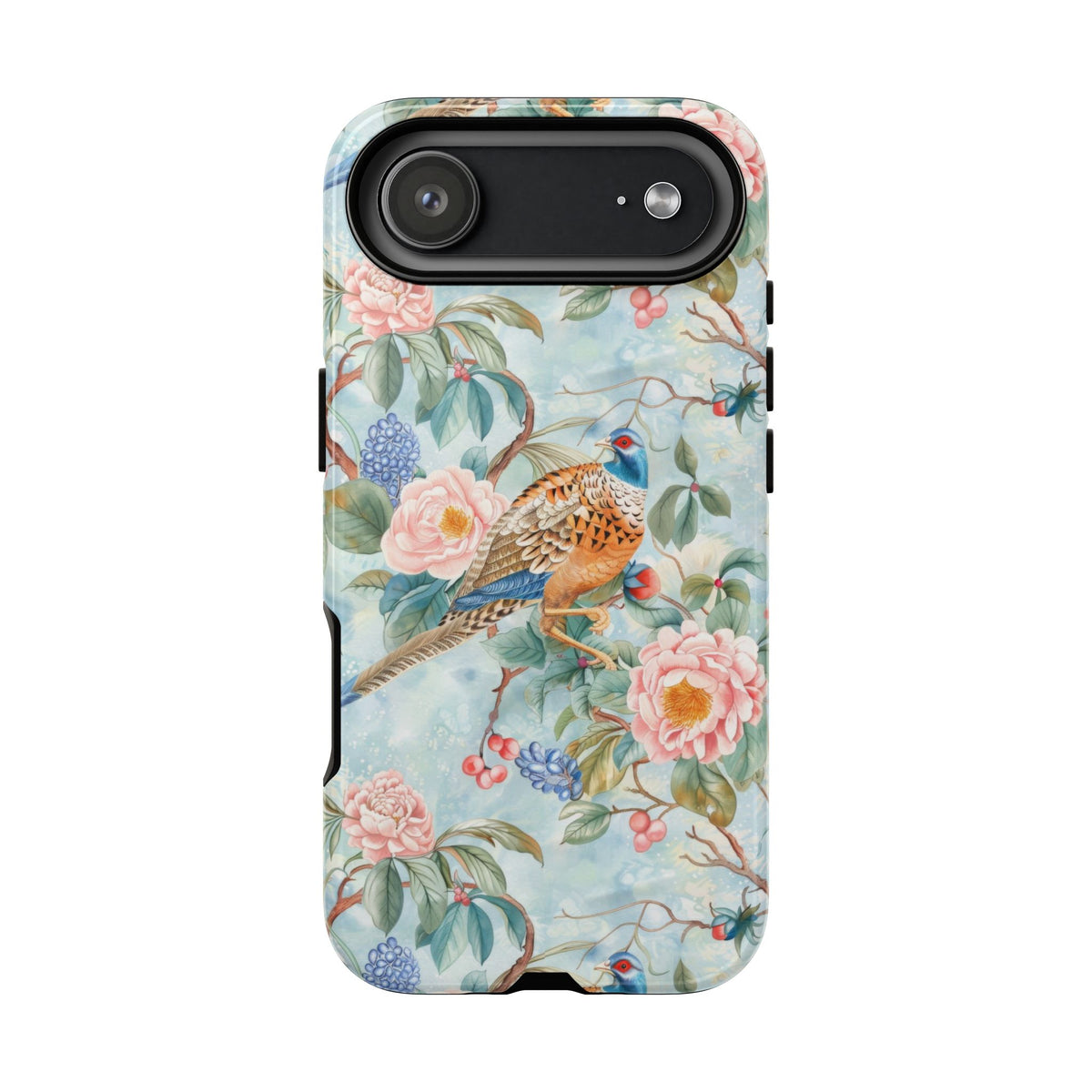 Chinoiserie Designed Floral Pheasant Phone Case with Bird Design