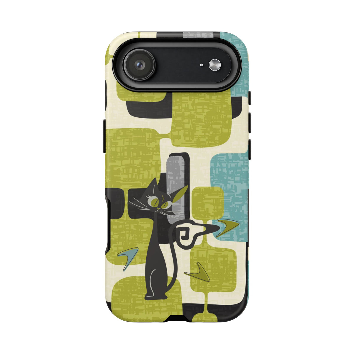 Mid Century Modern Geometric Kitschy Cat, Boomerang Retro Smart Phone Tough Cases