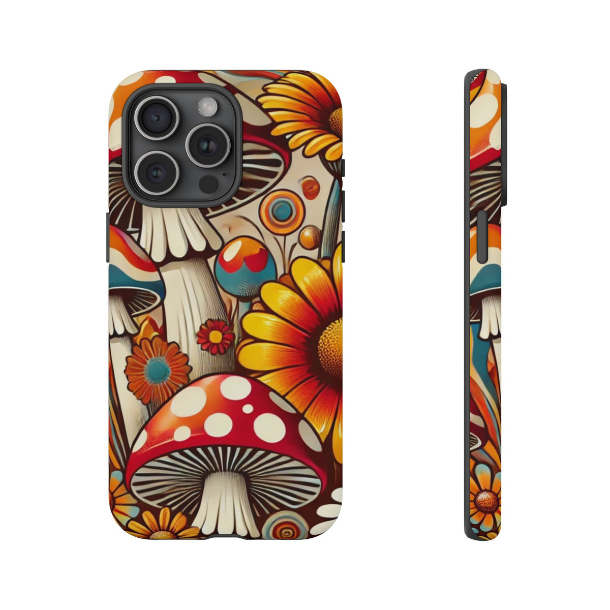 Colorful Mushroom Flower Phone Case - Boho Chic Design