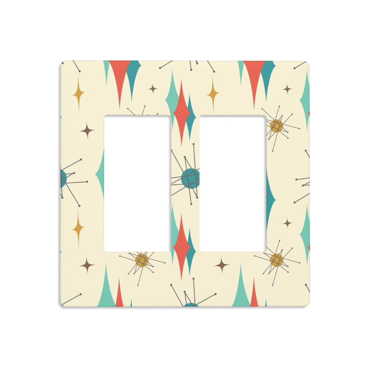 Franciscan Starburst Mid Century Modern Switch Cover 2-Gang 2 Decorator Screwless - Mid Century Modern Gal