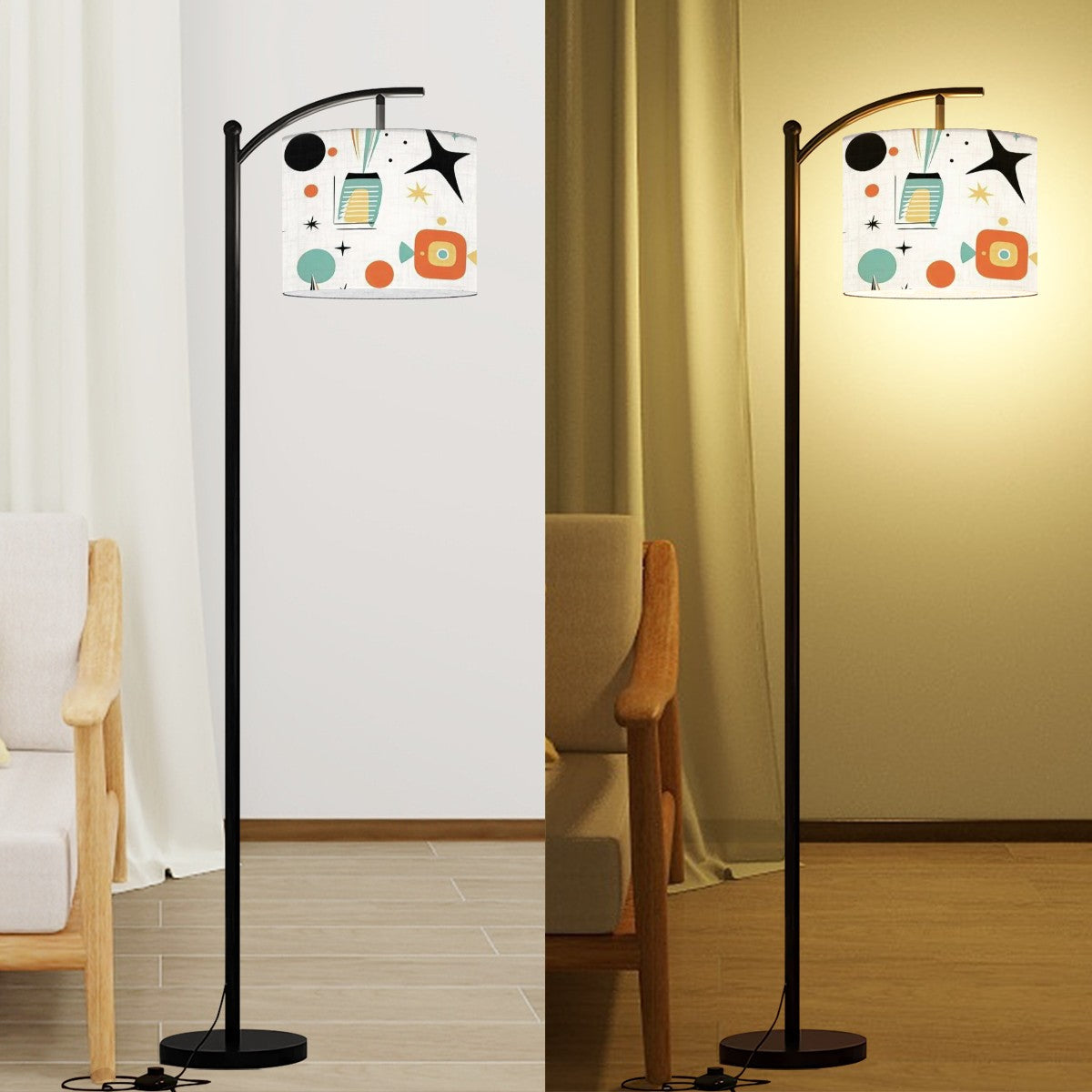 Mid Century Modern Arc Floor Lamp, Sputnik MCM Design - Mid Century Modern Gal