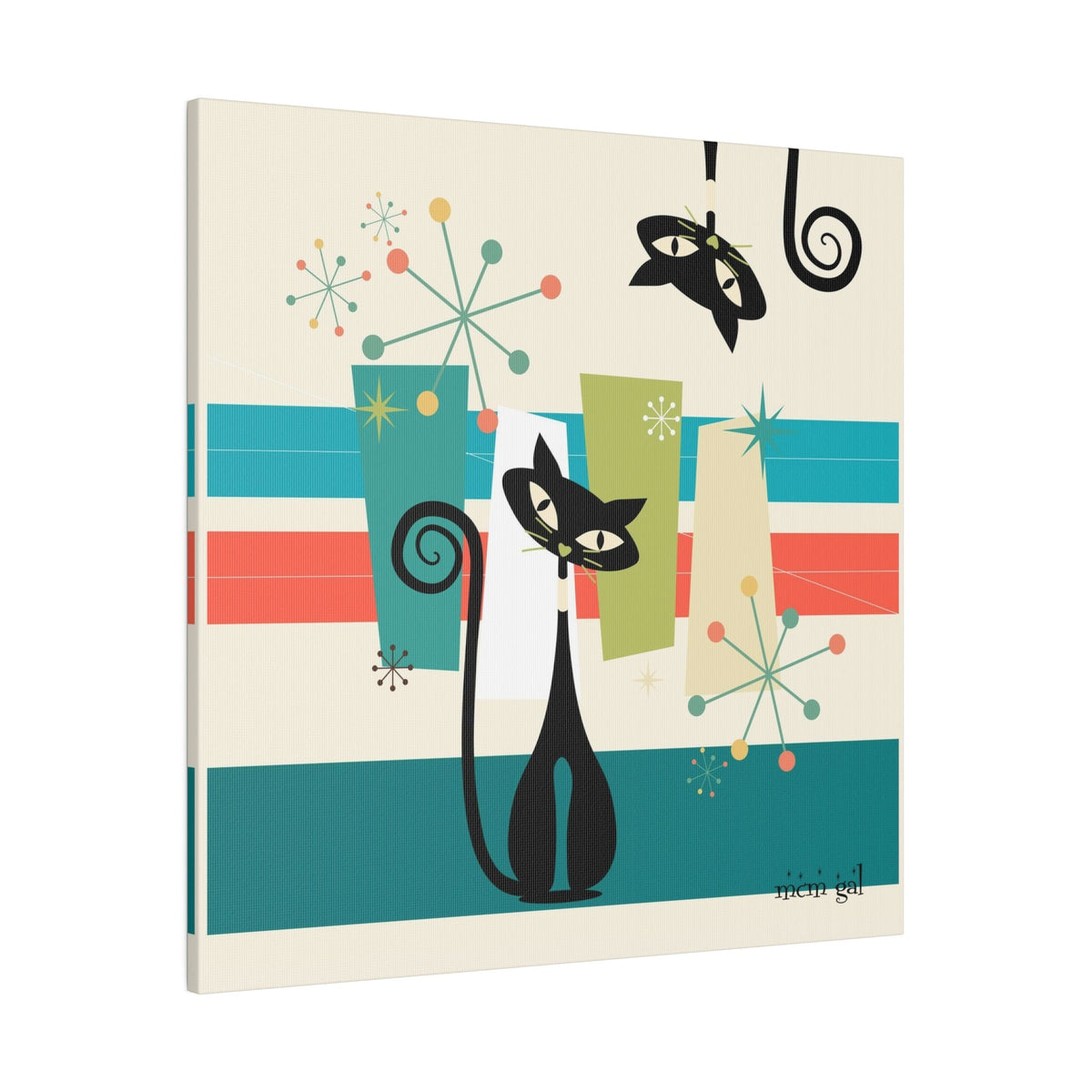 Mid Century Modern Atomic Kitty Cat, MCM Wall Art Matte Canvas Canvas 24″ x 24″ (Square) / 0.75''