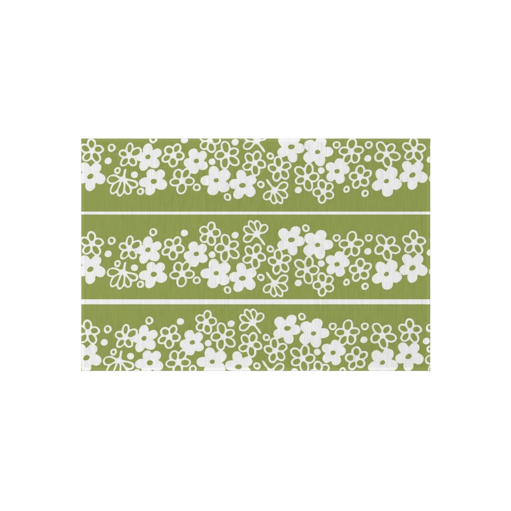 Mid Mod, Blossom Daisy, Retro Green, White, Indoor/Outdoor Large Area Rug Home Decor 24" × 36"