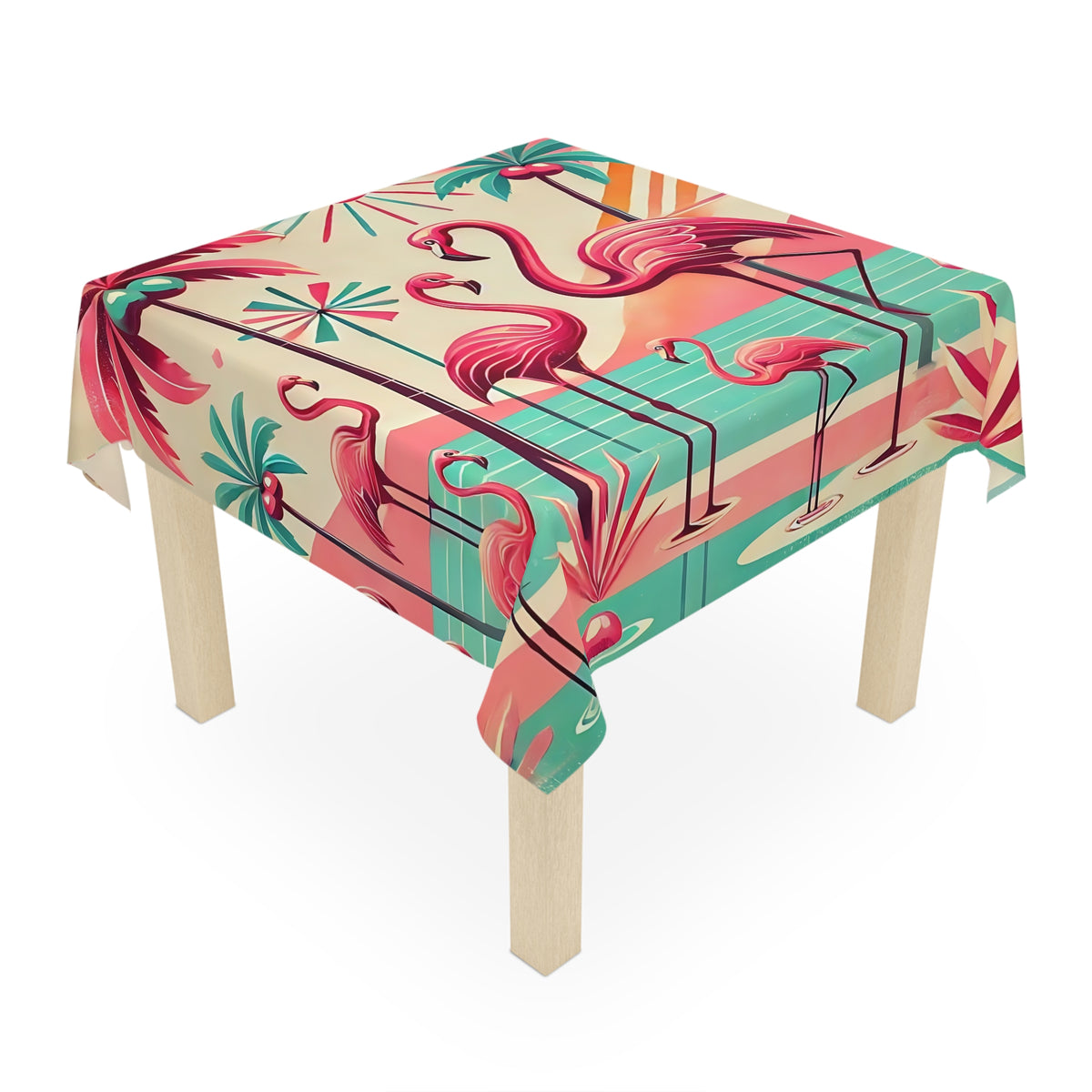 Palm Spring California, 50s Flamingo Table Setting Kitschy Mod Tablecloth - Mid Century Modern Gal