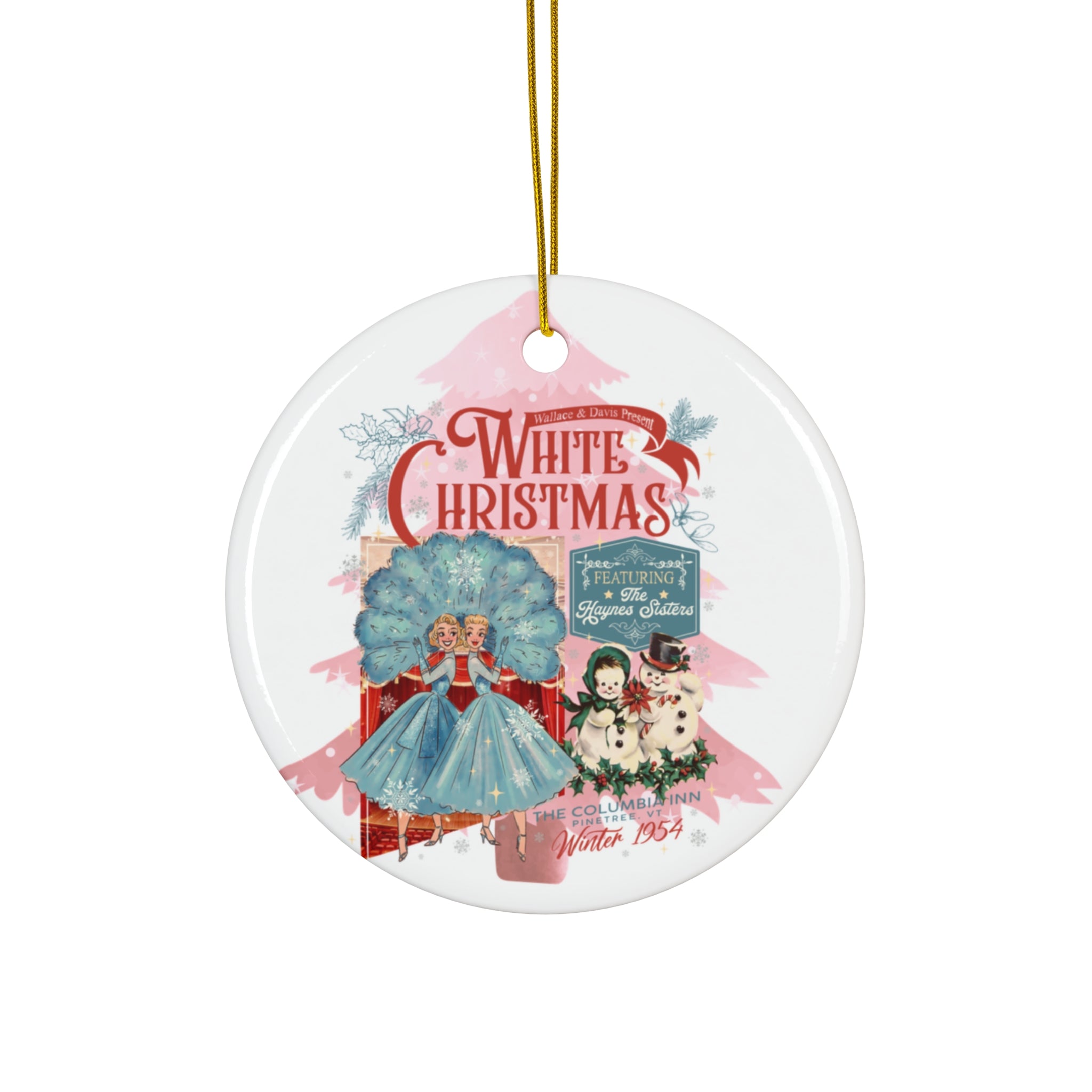 White Christmas Sister Sister, Vintage Christmas Ceramic Ornament, Retro Holiday Decor, Christmas Tree Decoration, Gift for Her - Mid Century Modern Gal