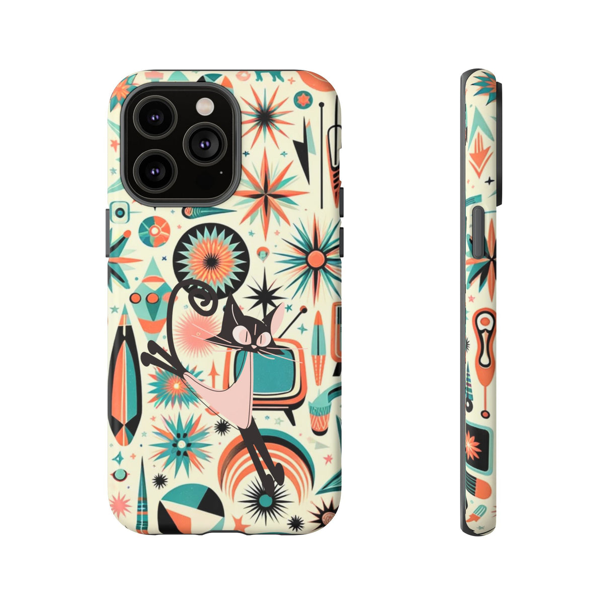 Atomic Kitty Boomerang Space Kitty Mid Century Modern Samsung, Smart Phone, Tough Cases - Mid Century Modern Gal