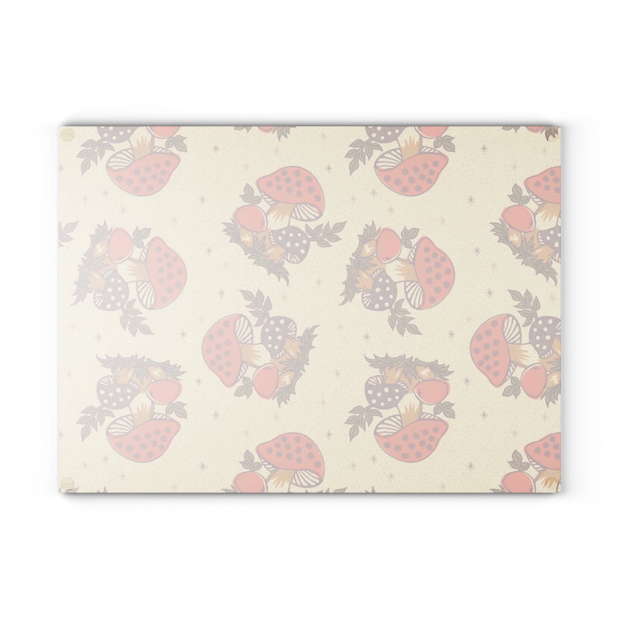 Vintage Merry Mushroom 70s Kitchen Glass Cutting Board - Mid Century Modern Gal