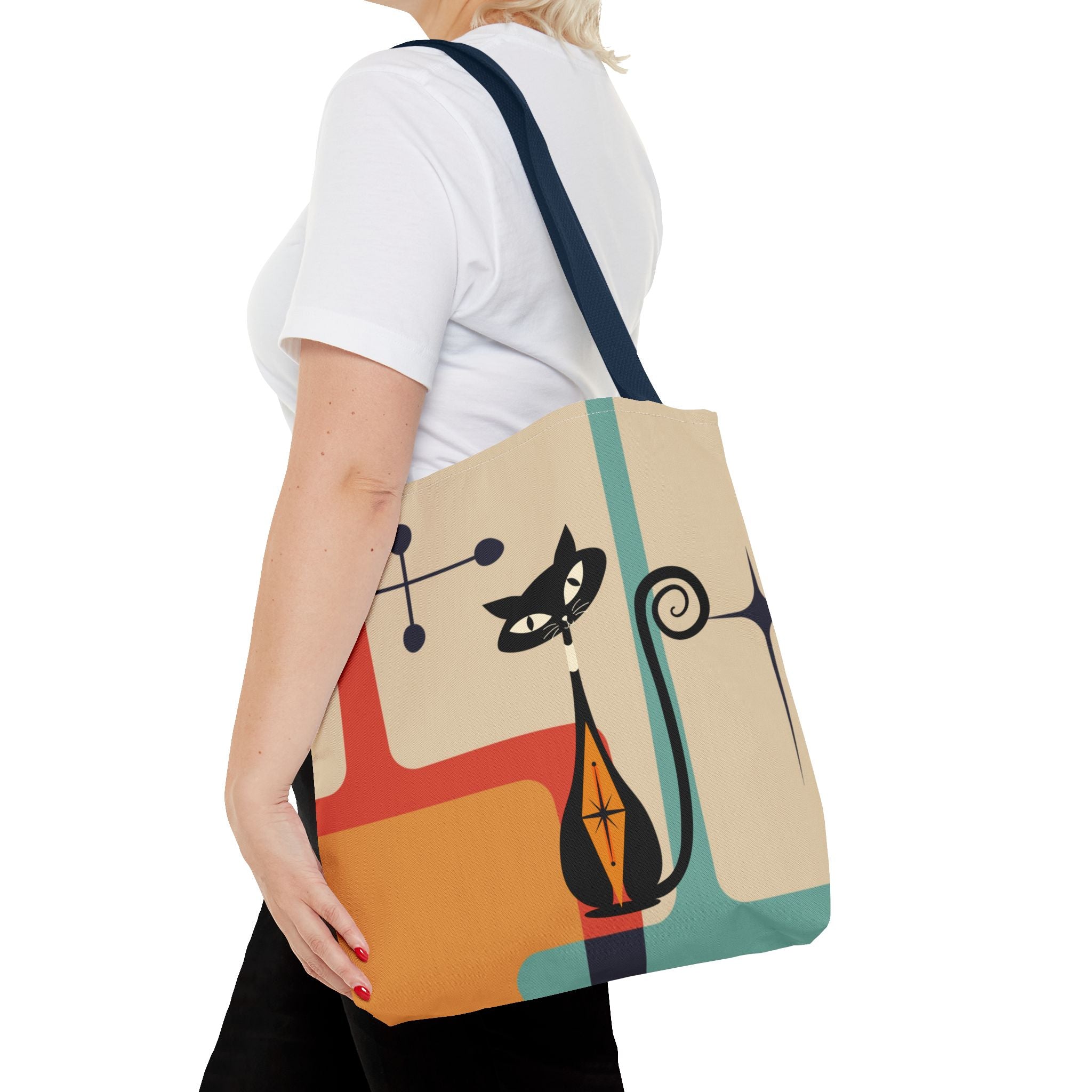 Atomic Cat Mid Century Mod Tote Bag - Mid Century Modern Gal