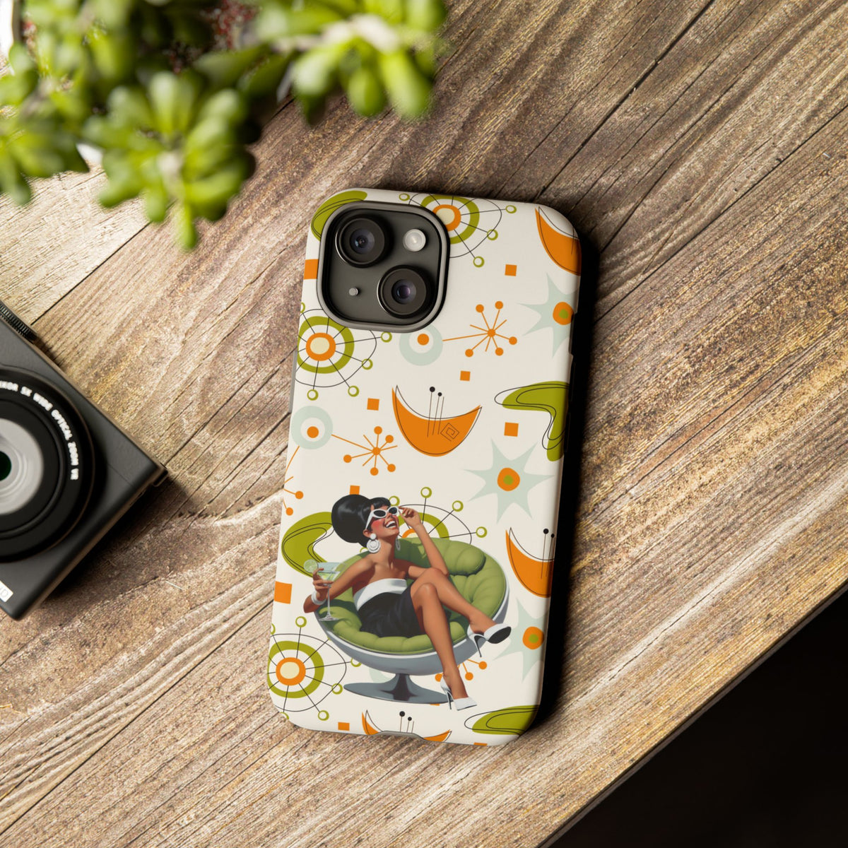 Mid Century Modern Atomic Starburst Mid Mod 60s Gal Retro Chic Tough Phone Case with Vintage Glamour Design